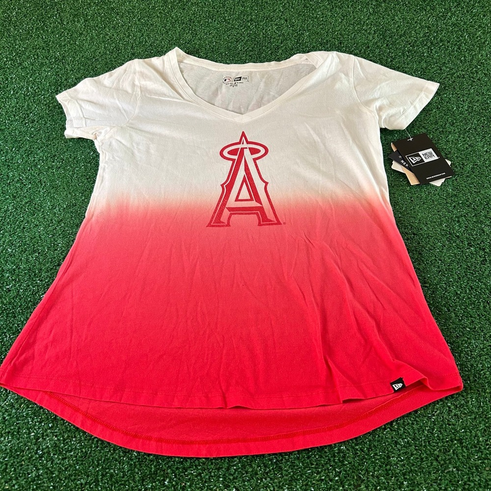 New Era Los‎ Angeles Angels T-Shirt MLB Baseball Graphic White Red Womens Medium